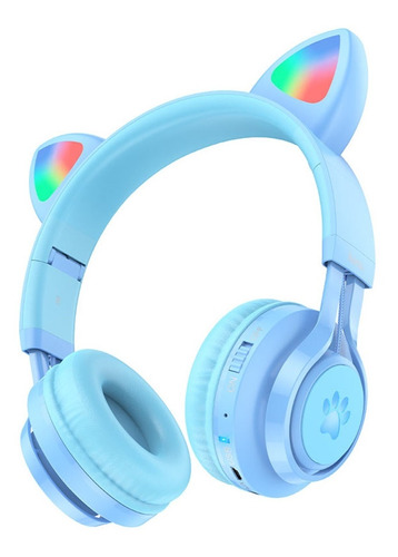 Audifonos Bluetooth Hoco W39 Para Niños Orejas Gato Azul