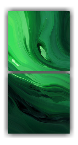 160x80cm Cuadro Abstracto Verde Con Toque De Dibujo En Tela