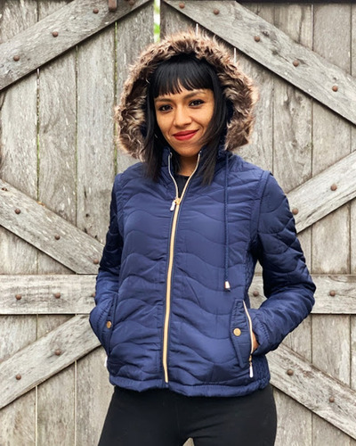 Imagen 2 de 10 de Campera Mujer Piel Invierno Capucha Importada Chaleco