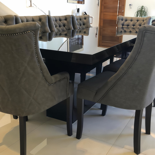 Conjunto Mesa Jantar 1,90 X 0,90 C/ 6 Poltronas Com Braço