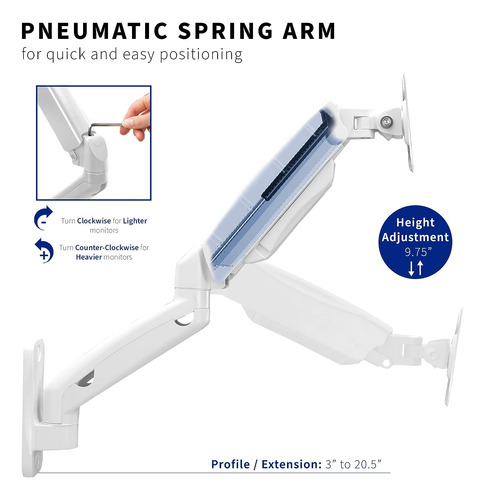 Monitor Unico De Brazo Extendido Neumatico Ajustable En A...