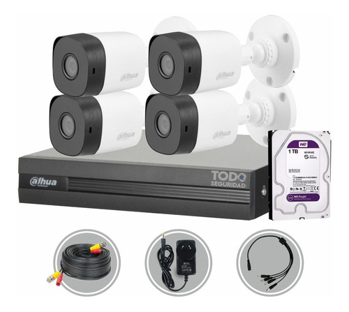 Imagen 1 de 9 de Kit Seguridad Dahua Cctv Dvr 4ch Fullhd + 4 Camara 4mp + 1tb