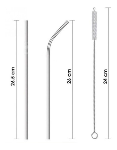 6 Popotes Reciclable Reusable Metalico Limpiador Ecologico