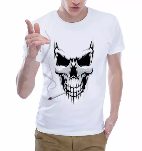 Camiseta Caveira Fumando - Vermelha