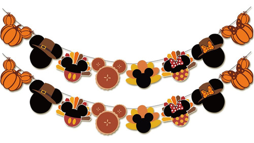 Banner De Guirnaldas De Acción De Gracias Mickey Mouse Pumpk