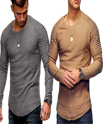Remera Hombre Entallada Al Cuerpo Slim Fit Manga Larga A15