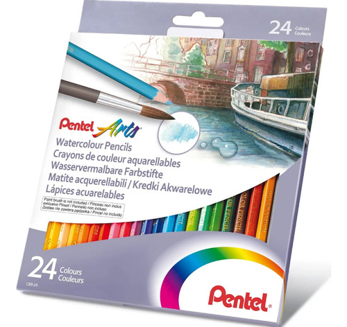 Lápis De Cor Aquarelável 24 Cores - Pentel Arts