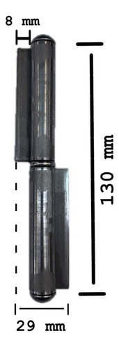 Bisagra Ficha Soldar Desarmada 130x8 Hierro 12 Unidades