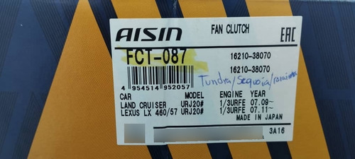 Fan Clucth Toyota Tundra/sequoia/roraima Motor 1urfe / 3urfe