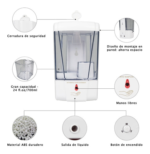 Imagen 5 de 9 de Dispensador De Jabón En Gel Antibacterial Automático
