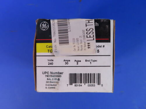 Ge Safety Switch Tc2228 Model 5 Toggle 30a 240v 2p 90day Ssa