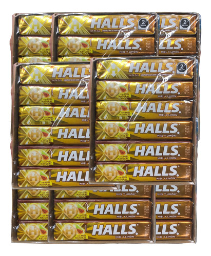 Pastillas Miel Limón Halls 96pz De 9 Caramelos C/u Adams 