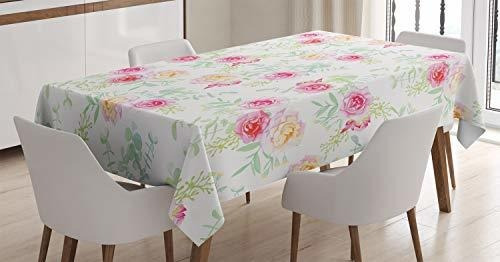 Ambesonne Acuarela Flor Mantel, Rosas De Colores 7unrf