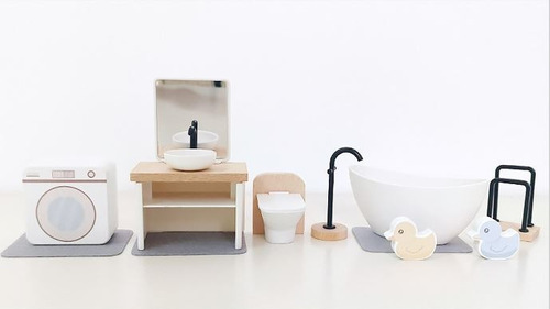 Muebles En Miniatura Para Casa De Muñecas Baño 11 Unidades