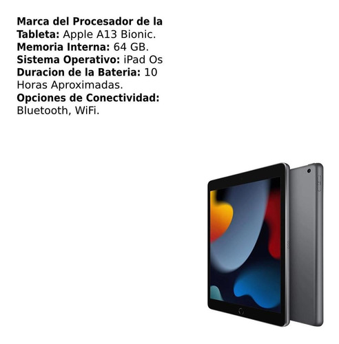 Imagen 5 de 8 de Apple iPad 9 Gen. 10.2 Wi-fi 64gb Gris Espacial Mk2k3lz/a