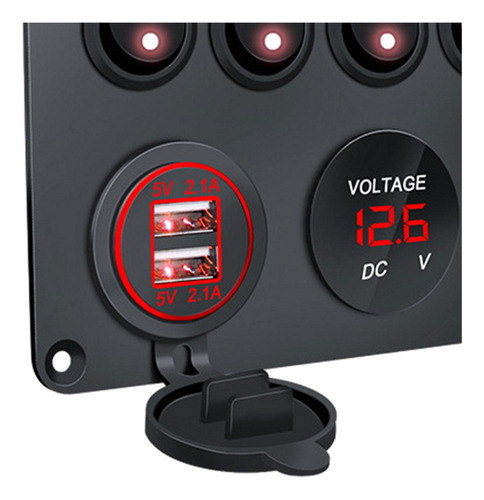 Panel De Interruptor De 5 Entradas, Voltímetro Luz Roja