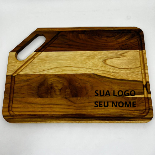 Tabua Personalizada De Churrasco Madeira Teca Com Alça Cava