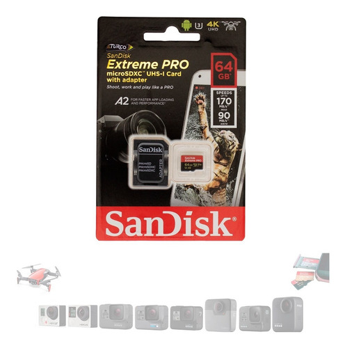 Memoria Sandisk Extreme Pro 64 Gb 170mb/s Cámara Gopro 4k