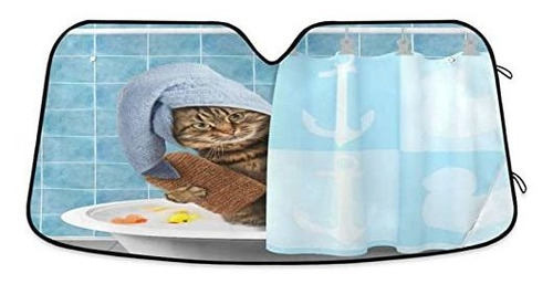 Protector Solar Para Luna Funny Cat Bath Car Parabrisas Para