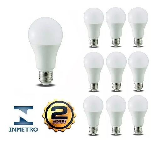 Kit 10 Lâmpada Bulbo Led 7w 6500k Soquete E27 Bivolt Fvm