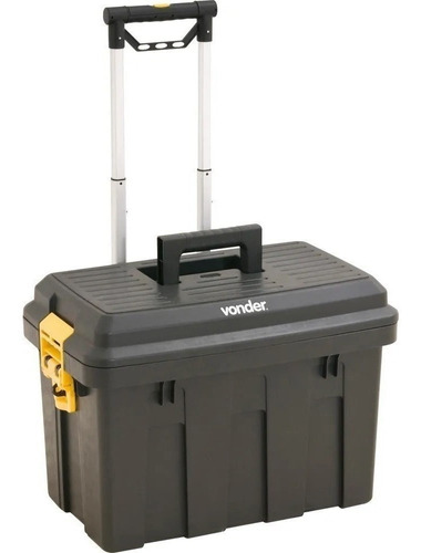 Caixa de ferramentas Vonder CRV 0200 de plástico com rodas 440mm x 620mm x 445mm preta e amarela