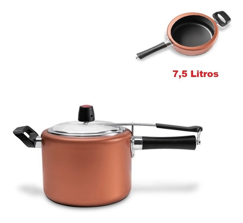 Panela De Pressão Antiaderente Alumínio 7,5 Lts Vapt Brinox