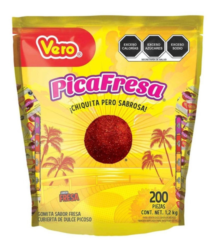 Gomitas Confitadas Pica Fresa Dulces Vero 200 Pzas