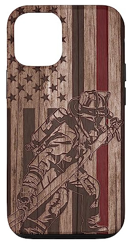 Funda Para iPhone 14 Wood Fireman American Flag Wood-02