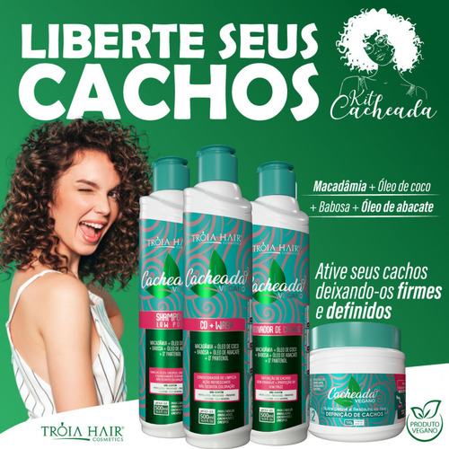 Kit Cacheada Tróia Hair Cachos 100% Definidos 4x500ml