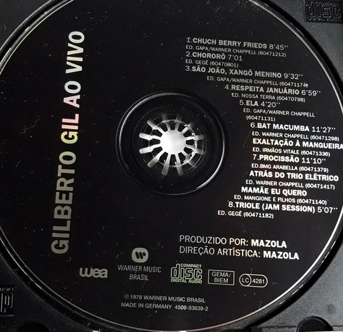 Cd Aleman Gilberto Gil Ao Vivo Montreux International Oka (Reacondicionado)