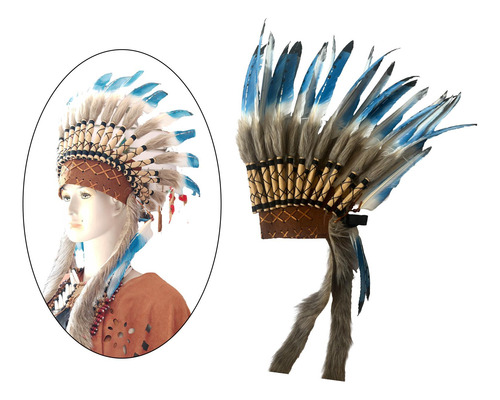 Sombrero Indio De Jefe Americano, De Plumas, Accesorios Para