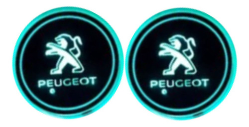 Posa Vaso Rgb Led Tunning Con Logo Peugeot X2u Imperdible!
