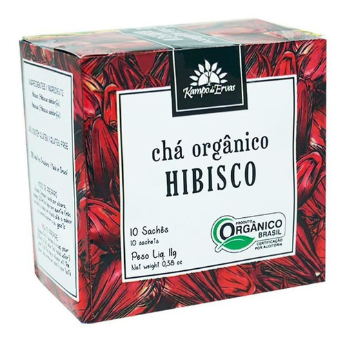 Chá Orgânico Hibisco Flores 10 Sachês Kampo De Ervas