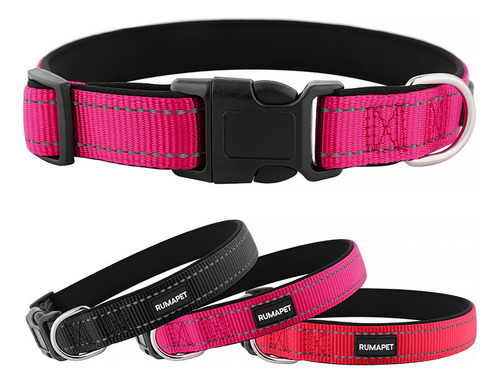 Collar Reflectivo Ajustable Rumapet Para Perros Reforzado Rosa Rumapet Chico