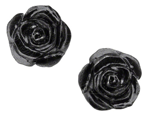 Aretes De Tuerca Con Rosa Gótica Unisex Alchemy (negro)