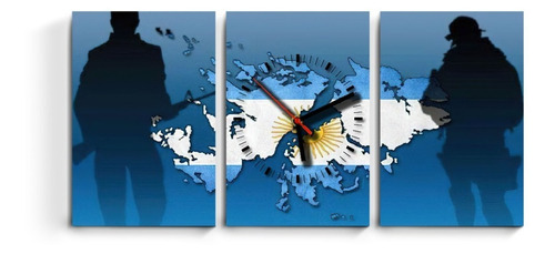 Reloj Triptico 60x30 Malvinas Argentinas Por Siempre Deco 