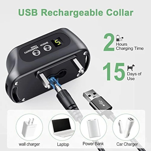 Collar Para Perros Antiladrido Con Vibracion Entrenamiento Negro