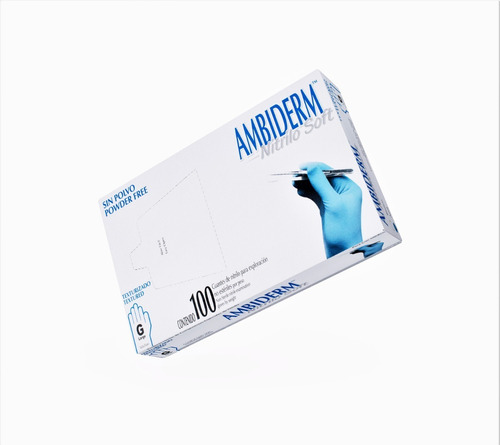 Guantes Ambiderm De Nitrilo Azul Grande Caja Con 100 