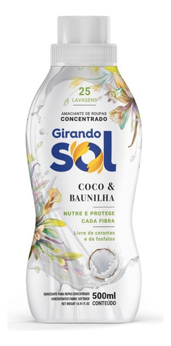 Kit 4 Girando Sol Amaciante Concentrado Coco Baunilha 500ml