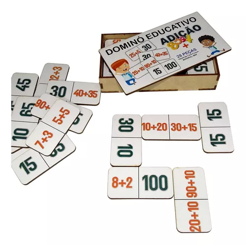 Dominó Jogo Educativo Pedagógico Mdf Tradicional 28pcs Mega Impress - MEGA  IMPRESS - Papelaria, Copos Personalizados, Gráfica Rápida e Muiiito mais