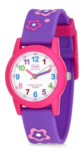 Reloj Infantil Para Niña Q & Q Análogo Rosa Morado Vr99j001y