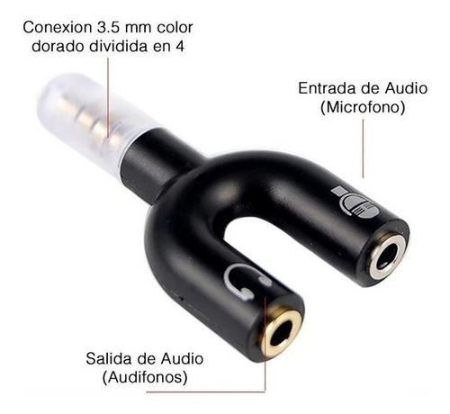 Divisor Sonido Microfono Audifono Adaptador 3.5 Mm Audio Pc