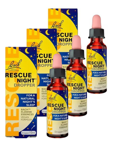 Rescue Remedy Night Gotas Floral De Bach 10ml Kit 3 Unidades Sabor Sem Sabor