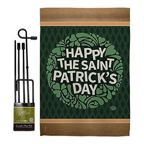 Happy Day Garden Flag Set With Stand Spring St Patrick ...