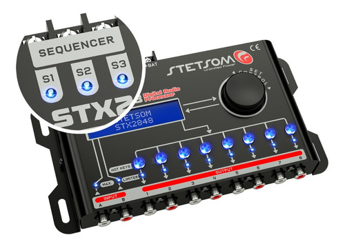 Processador De Áudio Stetsom Stx2848 2  Canais 8  Saídas 