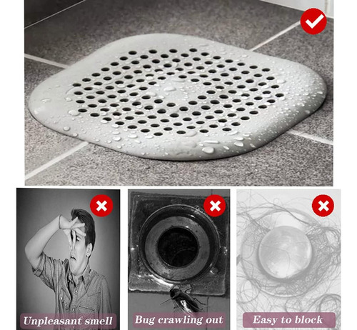 Zh Filtro Silicona Plegable Y Recogedor Pelo For Baño Y