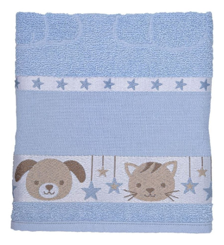 Toalha Banho Infantil Macia Kids Ponto Cruz 75x110cm Cor Azul