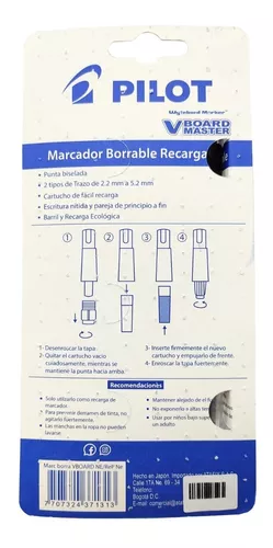 Cartuchos recargas Pilot Vboard Master pizarra blanca