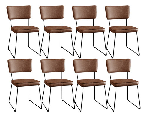 Kit 08 Cadeiras Cozinha Sala Jantar Allana Couríssimo Marrom Cor da estrutura da cadeira Preto Desenho do tecido Liso Quantidade de cadeiras por conjunto 8