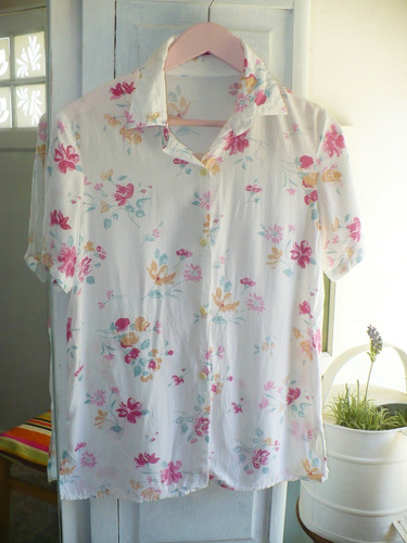 Blusa Vintage Floral Algodón Primavera Verano Más Hombreras